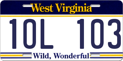 WV license plate 1OL103