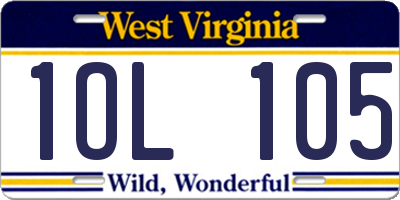 WV license plate 1OL105
