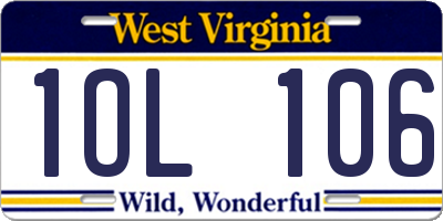 WV license plate 1OL106