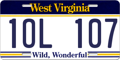 WV license plate 1OL107