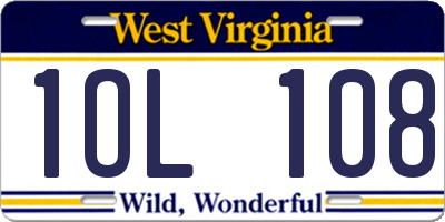 WV license plate 1OL108