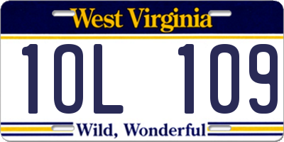 WV license plate 1OL109