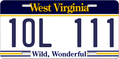 WV license plate 1OL111