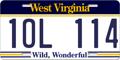WV license plate 1OL114
