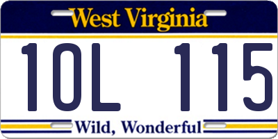 WV license plate 1OL115