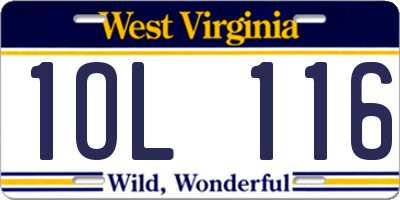 WV license plate 1OL116