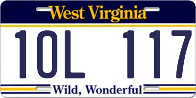 WV license plate 1OL117