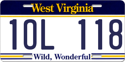 WV license plate 1OL118