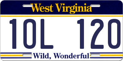 WV license plate 1OL120