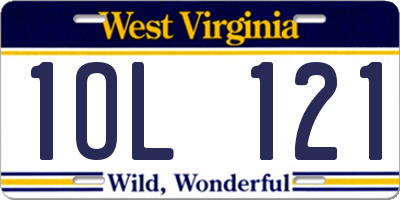 WV license plate 1OL121