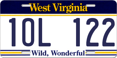 WV license plate 1OL122