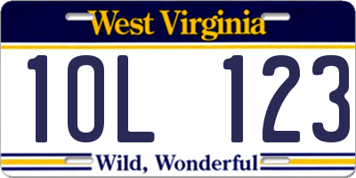 WV license plate 1OL123