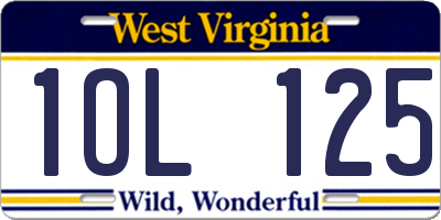 WV license plate 1OL125