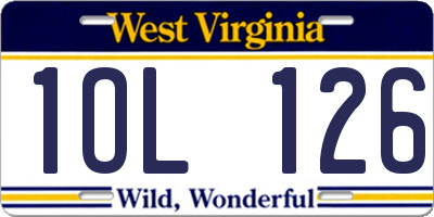 WV license plate 1OL126