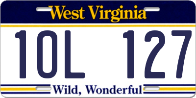 WV license plate 1OL127