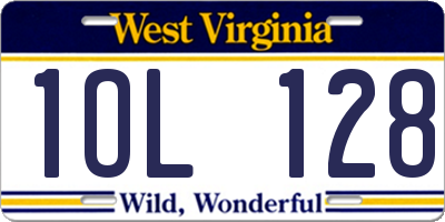 WV license plate 1OL128
