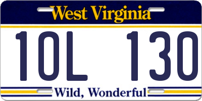 WV license plate 1OL130