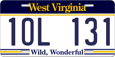 WV license plate 1OL131