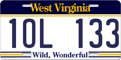 WV license plate 1OL133
