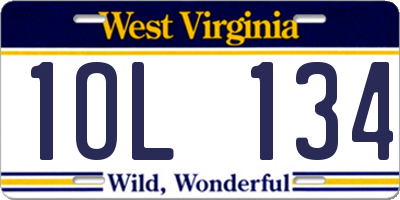 WV license plate 1OL134