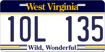 WV license plate 1OL135