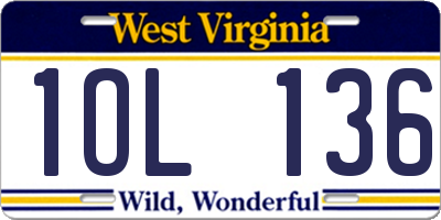 WV license plate 1OL136