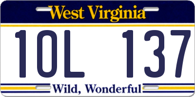 WV license plate 1OL137