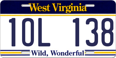 WV license plate 1OL138