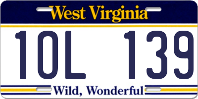 WV license plate 1OL139