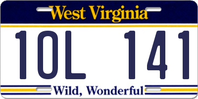 WV license plate 1OL141