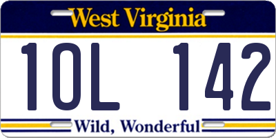 WV license plate 1OL142