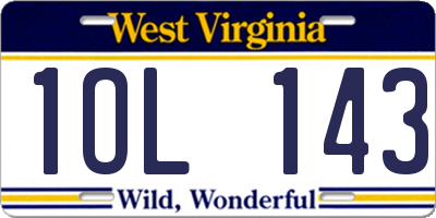 WV license plate 1OL143