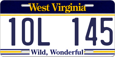 WV license plate 1OL145