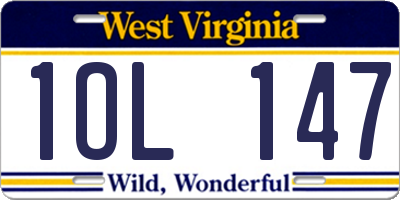 WV license plate 1OL147
