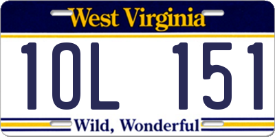 WV license plate 1OL151