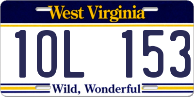 WV license plate 1OL153