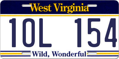 WV license plate 1OL154