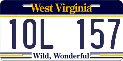 WV license plate 1OL157