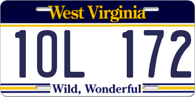 WV license plate 1OL172