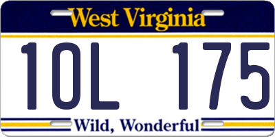 WV license plate 1OL175