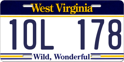 WV license plate 1OL178