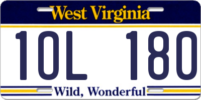 WV license plate 1OL180