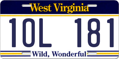 WV license plate 1OL181