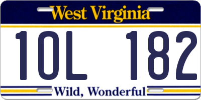 WV license plate 1OL182