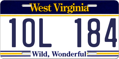 WV license plate 1OL184
