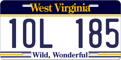WV license plate 1OL185