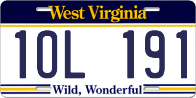 WV license plate 1OL191