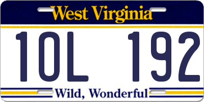 WV license plate 1OL192