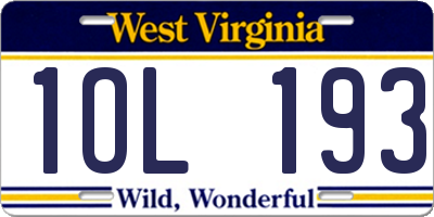 WV license plate 1OL193