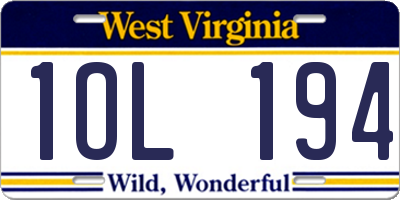 WV license plate 1OL194